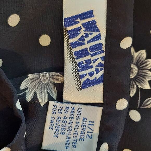 90s Maxi Skirt Black White Floral Polka Dot Tie Waist Whimsigoth Whimisical - Picture 9 of 10